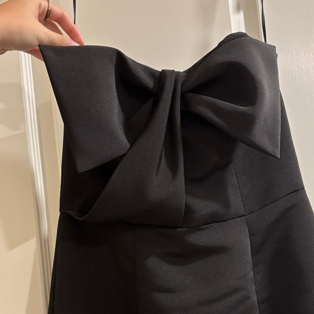Amsale Strapless Black Dress with Bow